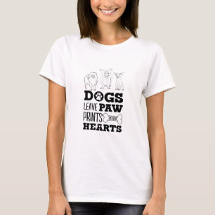 Dog Leaves Paw Prints on your heart Cute Puppy Ske T-Shirt