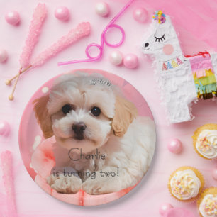 Dog Let's Party Birthday Paper Plate