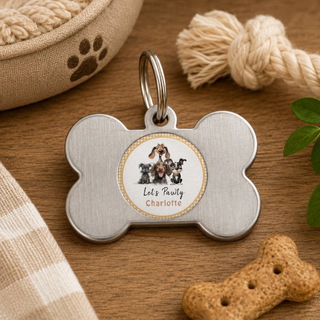 Dog Let's Pawty Birthday Pet ID Tag (Dog Let's Pawty Birthday Pet ID Tag)