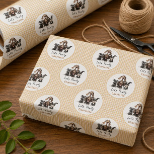 Dog Let's Pawty Birthday Wrapping Paper