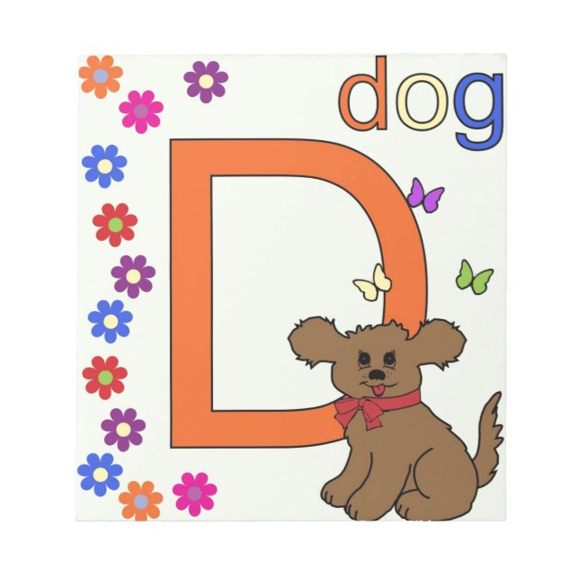 Dog Letter D Notepad (Front)
