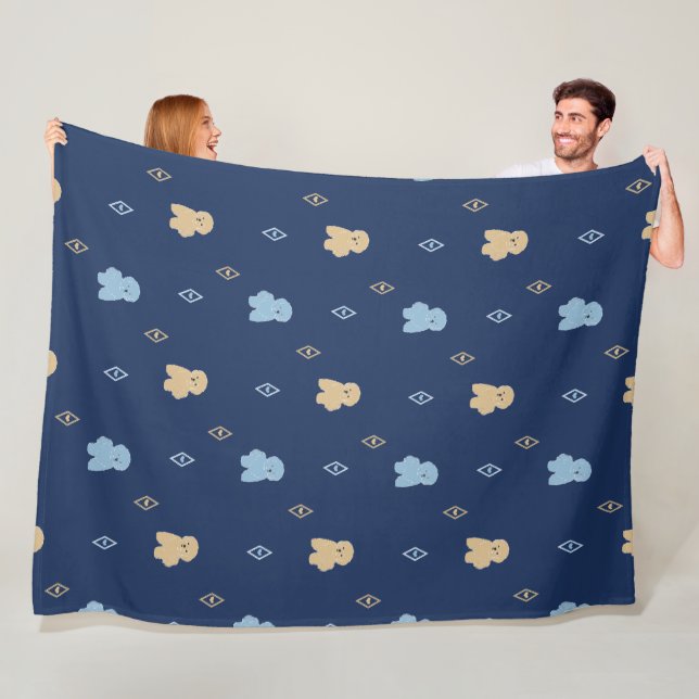 Dog Lhasa Apso pattern blue background Fleece Blanket (In Situ)