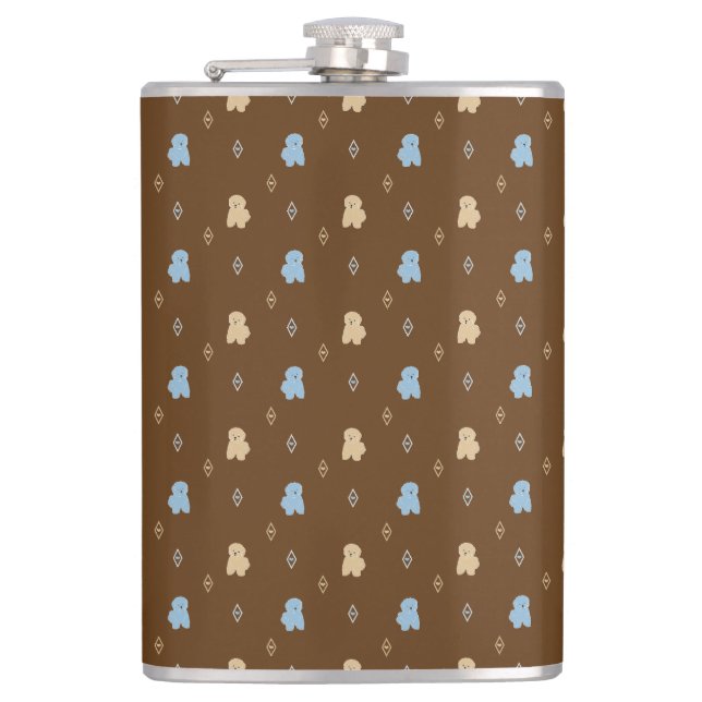 Dog Lhasa Apso pattern Hip Flask (Front)