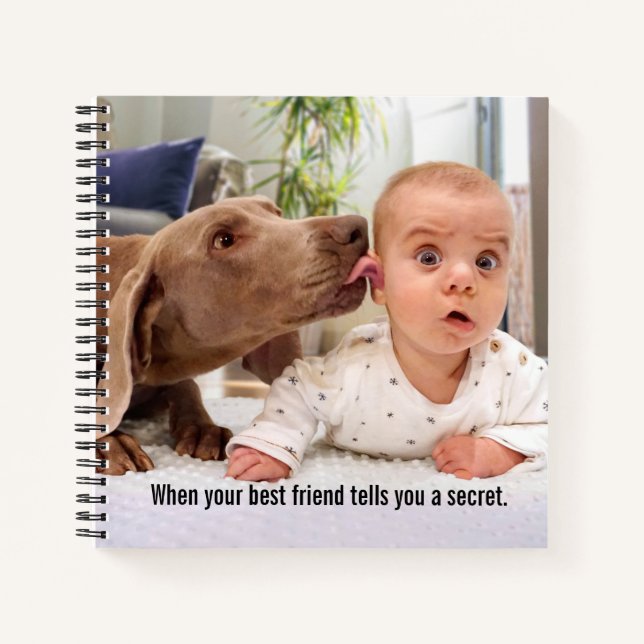 Dog Licking Baby's Ear Notebook (Front)