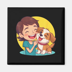 Dog Licking Girl Funny Unisex Design for Men Women Magnet