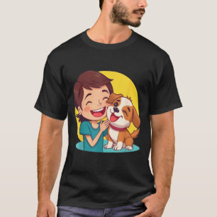 Dog Licking Girl Funny Unisex Design for Men Women T-Shirt