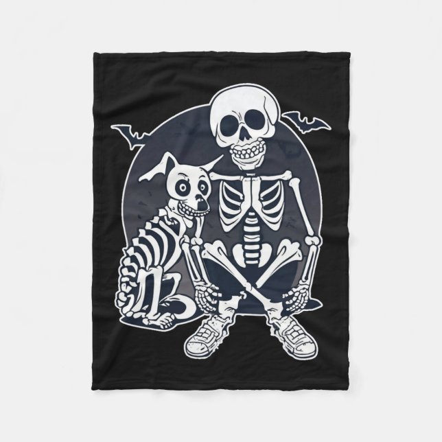 Dog Like Bones Halloween Skeleton Costume  Fleece Blanket (Front)
