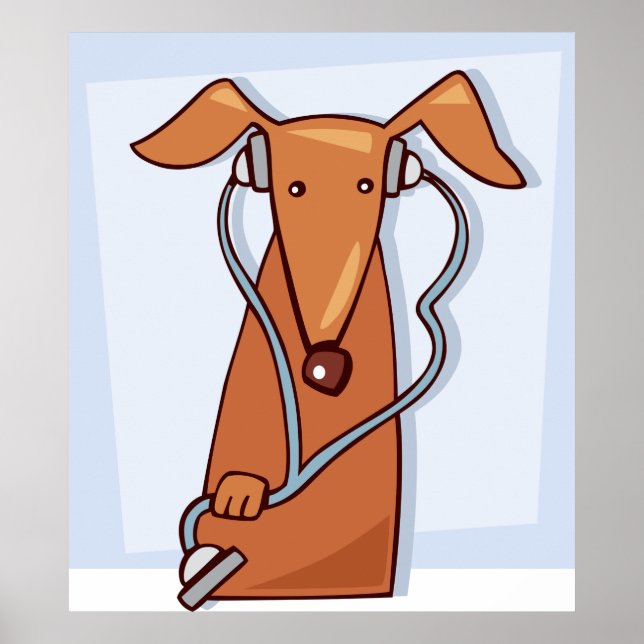 Dog Listening to Music Funny Headphones Pup  Poster (Front)