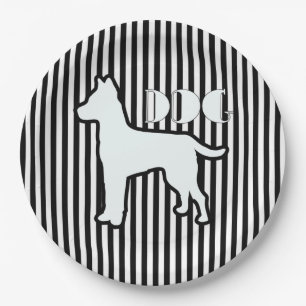Dog Logo Black Stripe Paper Plate