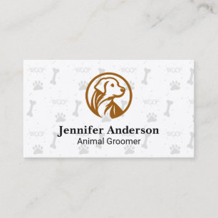 Dog Logo Bone Paw Woof Pattern Pets Business Card