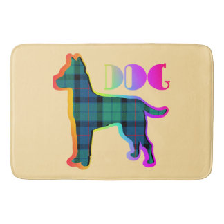 DOG Logo Green Plaid Bath Mat