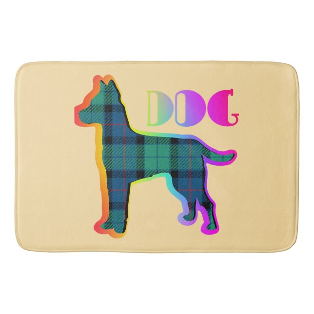 DOG Logo Green Plaid  Bath Mat (Front)