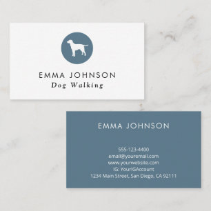 Dog Logo Grooming/walking Blue Business Card