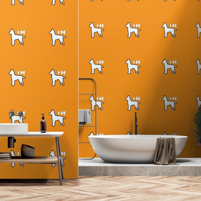 DOG Logo Orange White Pet  Wallpaper (Bathroom)