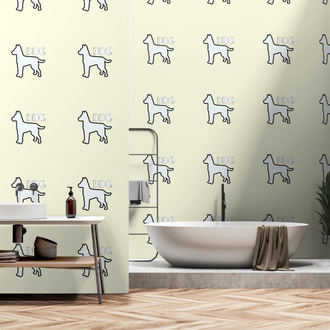 DOG Logo Pale Yellow   Wallpaper (Bathroom)
