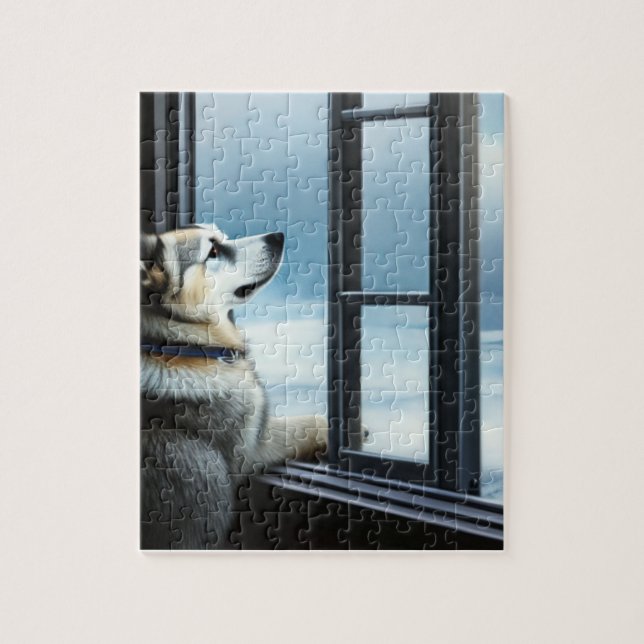 Dog Looking Out The Window Jigsaw Puzzle (Vertical)
