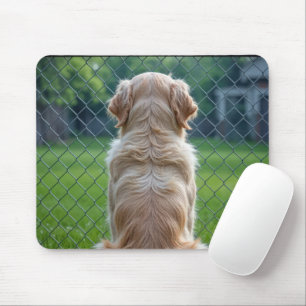 Dog Looking Through a Chain-Link Fencing Mouse Pad