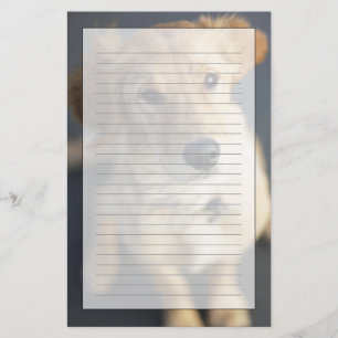 Dog looking up stationery