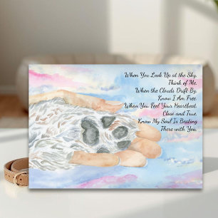 Dog Loss Sympathy Paw in Hand, Pink Clouds Card