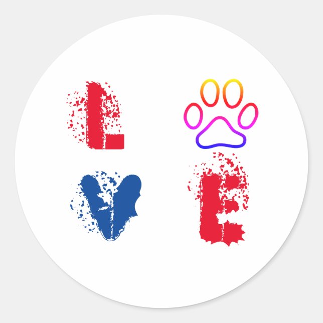 Dog Love Classic Round Sticker (Front)