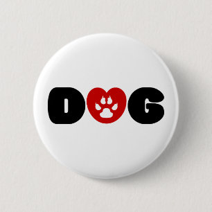 Dog Love Heart 6 Cm Round Badge