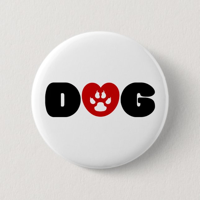Dog Love Heart 6 Cm Round Badge (Front)