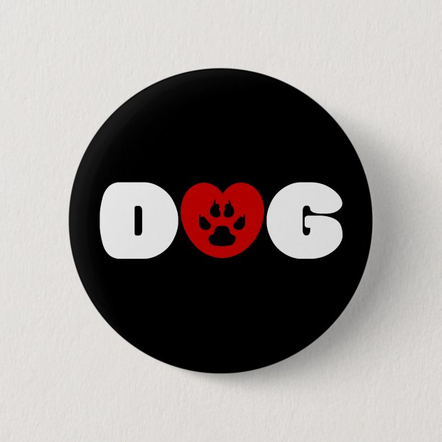 Dog Love Heart Button (Front)
