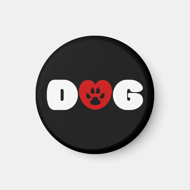 Dog Love Heart Magnet (Front)