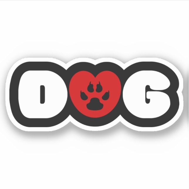 Dog Love Heart Sticker (Front)