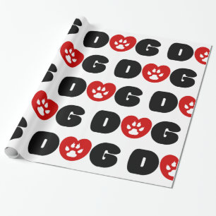 Dog Love Heart Wrapping Paper