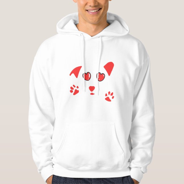 Dog Love Minimal Line Art – cute valentine art Hoodie (Front)