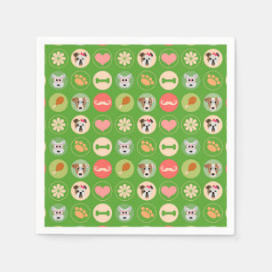 Dog Love on Green Napkin
