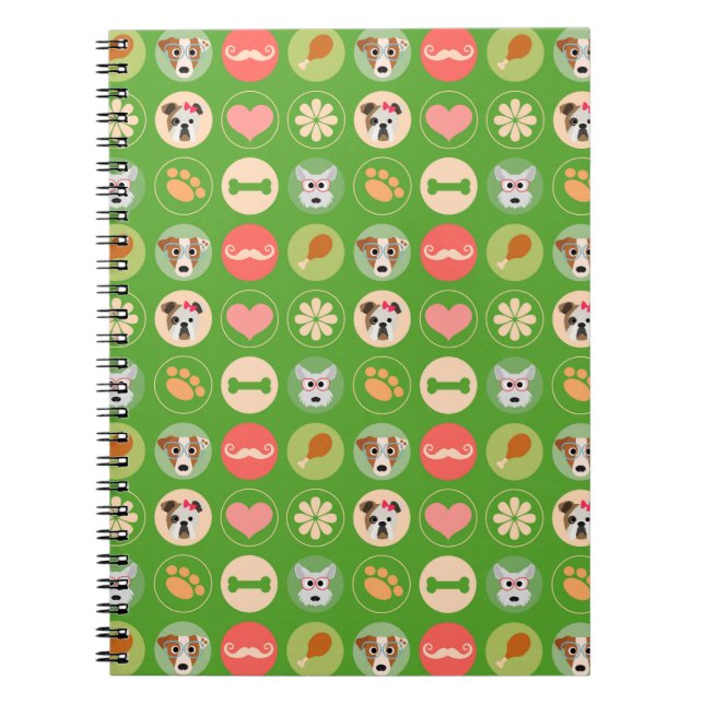 Dog Love on Green Notebook (Front)