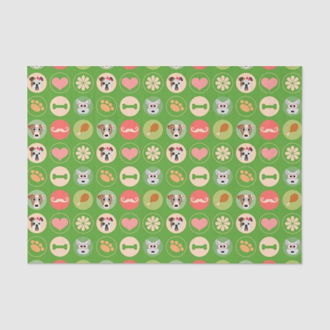 Dog Love on Green Tissue Paper (Front)