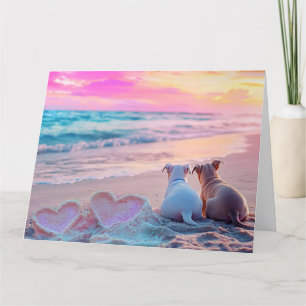 Dog Love on the Beach, Hearts Card