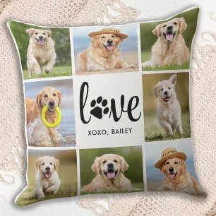 Dog LOVE Paw Print Personalised Pet Photo Collage Cushion
