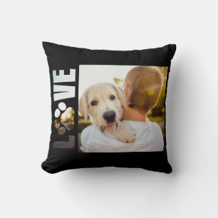 Dog Love Paw Print See Through Letters Cushion
