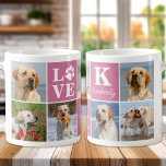 Dog LOVE Personalised 7 Photo Collage Paw Print Coffee Mug<br><div class="desc">Introducing our modern and stylish Love Paw Print mug, the perfect gift for any dog lover! This chic mug features a modern custom photo collage and the personalised message to show off your love for your furry friend. As a dog mum or dad, there's nothing better than snuggling up with...</div>