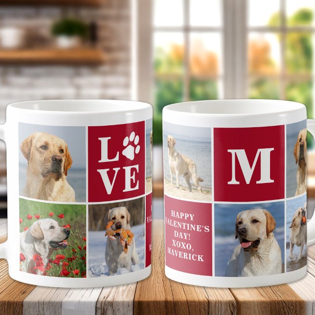 Dog LOVE Photo Collage Custom 7 Valentine's Day  Coffee Mug (Creator Uploaded)