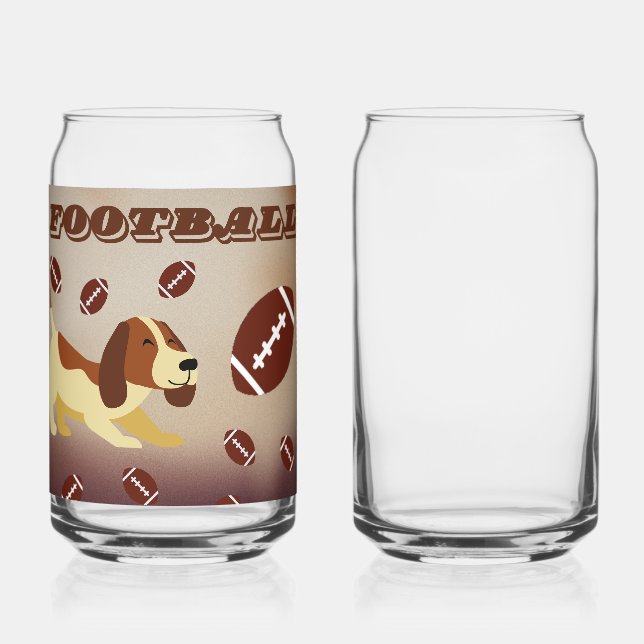 dog love play football  can glass (Front)