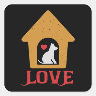 Dog Love Square Sticker
