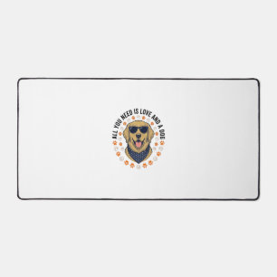 Dog Love Vintage Retriever Paw Print Shirt Design Desk Mat