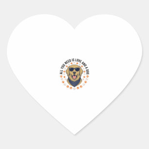 Dog Love Vintage Retriever Paw Print Shirt Design Heart Sticker