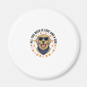 Dog Love Vintage Retriever Paw Print Shirt Design Magnet