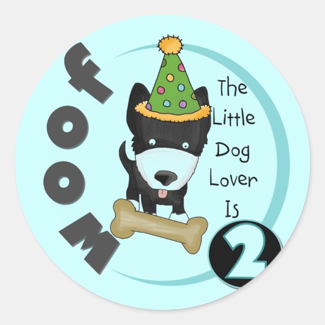 Dog Lover 2nd Birthday Tshirts and Gifts Classic Round Sticker (Front)