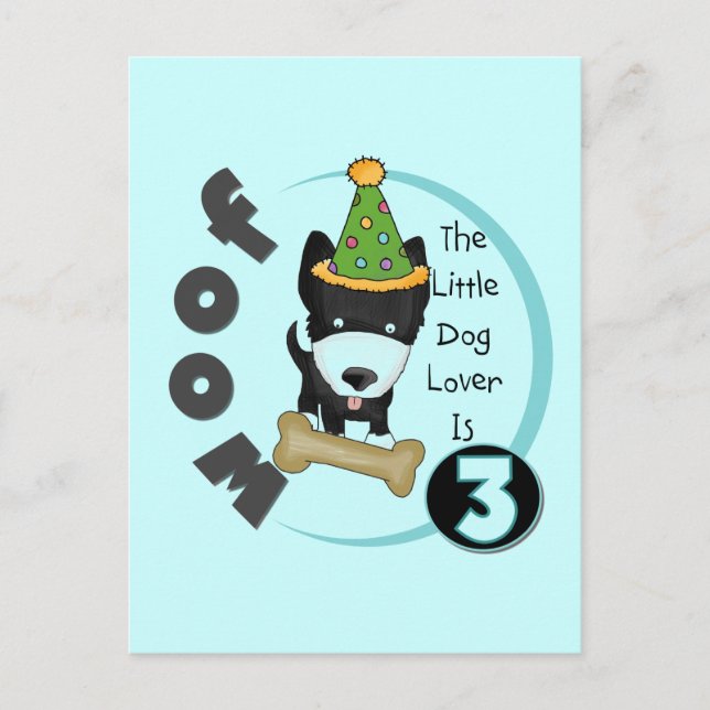 Dog Lover 3rd Birthday T-shirts and Gifts Postcard (Front)