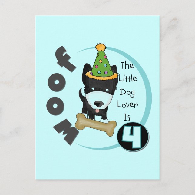 Dog Lover 4th Birthday T-shirts and Gifts Postcard (Front)