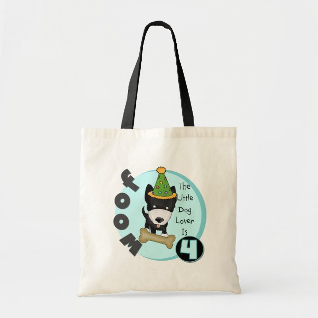 Dog Lover 4th Birthday T-shirts and Gifts Tote Bag (Front)