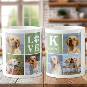 Dog Lover 7 Photo Collage Personalised Monogram Coffee Mug