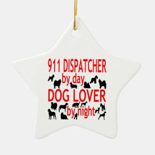 Dog Lover 911 Dispatcher Ceramic Ornament